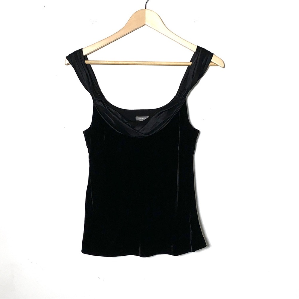 Ann Taylor black velvet and satin finish Cami top